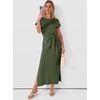 image:imageANRABESS Womens Summer WrinkleFree Maxi Dress  Crew Neck Tie Waist Split Fit Long Fashion Dresses Casual Dressy Travel Vacation Outfits 2026 Fall LayerArmy Green