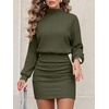 image:imageANRABESS Womens Sweater Dress Turtleneck Bodycon Long Sleeve Mini Dress  2026 Fall Winter Ribbed Knit Dresses Going Out Party Club Slim Fit Cozy Soft with Lightweight Breathable FeelArmy Green