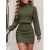 image:imageANRABESS Womens Sweater Dress Turtleneck Bodycon Long Sleeve Mini Dress  2026 Fall Winter Ribbed Knit Dresses Going Out Party Club Slim Fit Cozy Soft with Lightweight Breathable FeelArmy Green
