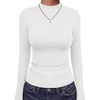 image:imageANRABESS Women Mock Neck Thermal Tops Fall Long Sleeve Shirts  Soft Fleece Slim Fitted Turtleneck Undershirt  Cozy Casual Basic Layer PieceWork Office Fall Outfits Winter ClothesWhite