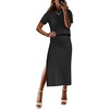 image:imageANRABESS Womens 2 Piece Striped Sweater Skirt Set  Comfy Knit Matching Outfit Short Sleeve Top amp Midi Pencil Skirt Summer Fall Spring Clothes for Work Casual Outing TravelBlack