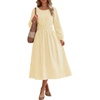image:imageANRABESS Womens Long Sleeve Striped Fall Midi Dress with Pockets  Casual Flowy A Line Elastic Waist Crewneck Work Office Teacher Dresses Beach Travel Vacation Outfits Fall Spring ClothesYellow White Stripe