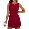image:imageANRABESS Womens Summer Dresses 2026 Bodycon Sleeveless Romper Skort Twist Waist Night Out Vacation Mini Dress Built in Shorts Deep Red Large