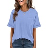 image:imageANRABESS Womens Tops Short Sleeve Oversized T Shirts  Basic Tee with Chest PocketSummer Loose Fitting TshirtsBusiness Casual Work OutfitsTravel Daily WearALLSeasons ClothesSky Blue