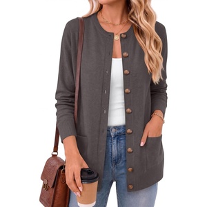 image:imageANRABESS Cardigan Sweater for Women Button Up 2026 Fall Outfits  Cover Hip LengthLong Sleeve Sweater CoatComfy Knit Cardigan ampPocketsCausal Work Teacher ClothesTravel Vacation OutwearDeep Taupe