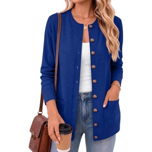 image:imageANRABESS Cardigan Sweater for Women Button Up 2026 Fall Outfits  Cover Hip LengthLong Sleeve Sweater CoatComfy Knit Cardigan ampPocketsCausal Work Teacher ClothesTravel Vacation OutwearRoyal Blue