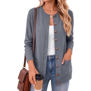 image:imageANRABESS Cardigan Sweater for Women Button Up 2026 Fall Outfits  Cover Hip LengthLong Sleeve Sweater CoatComfy Knit Cardigan ampPocketsCausal Work Teacher ClothesTravel Vacation OutwearDark Grey
