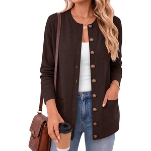 image:imageANRABESS Cardigan Sweater for Women Button Up 2026 Fall Outfits  Cover Hip LengthLong Sleeve Sweater CoatComfy Knit Cardigan ampPocketsCausal Work Teacher ClothesTravel Vacation OutwearCoffee