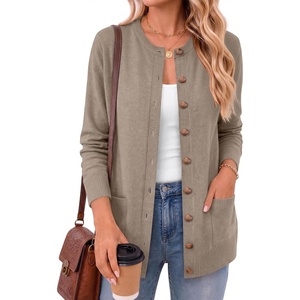 image:imageANRABESS Cardigan Sweater for Women Button Up 2026 Fall Outfits  Cover Hip LengthLong Sleeve Sweater CoatComfy Knit Cardigan ampPocketsCausal Work Teacher ClothesTravel Vacation OutwearTan