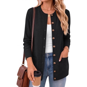 image:imageANRABESS Cardigan Sweater for Women Button Up 2026 Fall Outfits  Cover Hip LengthLong Sleeve Sweater CoatComfy Knit Cardigan ampPocketsCausal Work Teacher ClothesTravel Vacation OutwearBlack