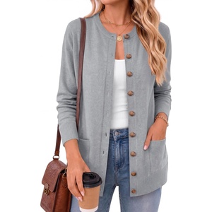 image:imageANRABESS Cardigan Sweater for Women Button Up 2026 Fall Outfits  Cover Hip LengthLong Sleeve Sweater CoatComfy Knit Cardigan ampPocketsCausal Work Teacher ClothesTravel Vacation OutwearGrey