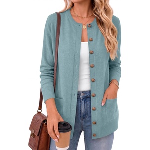 image:imageANRABESS Cardigan Sweater for Women Button Up 2026 Fall Outfits  Cover Hip LengthLong Sleeve Sweater CoatComfy Knit Cardigan ampPocketsCausal Work Teacher ClothesTravel Vacation OutwearLight Blue