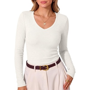 image:imageANRABESS Fall Long Sleeve Shirts for Women Wool Blend Tops  V Neck Slim Fit Knit Basic Tee Comfy Soft Lightweight Sweater Casual Going Out amp Work Daily Wear Winter Layering ClothesWhite