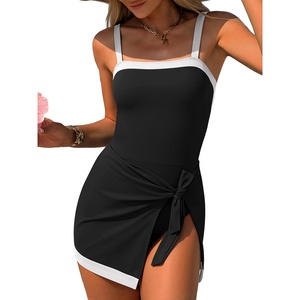 image:imageANRABESS Swimsuits for Women One Piece Swim Dress Black White XL  Tummy Control Tie Knot Bathing Suit Full Coverage Wrap Skirt Slim Fit Modest Swimdress Summer Beach Resort Pool Swimwear