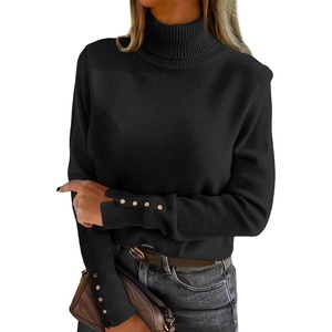 image:imageANRABESS Turtleneck Sweaters for Women Long Sleeve Tops  2026 Fall Winter Fashion Clothes Office Work Daily Wear Dressy Casual Outfits Soft Knitted Ribbed ButtonCuff Pullover TopBlack