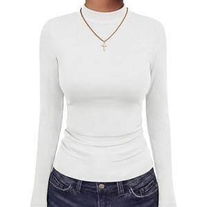 image:imageANRABESS Women Mock Neck Thermal Tops Fall Long Sleeve Shirts  Soft Fleece Slim Fitted Turtleneck Undershirt  Cozy Casual Basic Layer PieceWork Office Fall Outfits Winter ClothesWhite