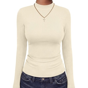 image:imageANRABESS Women Mock Neck Thermal Tops Fall Long Sleeve Shirts  Soft Fleece Slim Fitted Turtleneck Undershirt  Cozy Casual Basic Layer PieceWork Office Fall Outfits Winter ClothesBeige