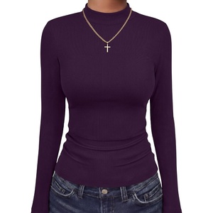 image:imageANRABESS Women Mock Neck Thermal Tops Fall Long Sleeve Shirts  Soft Fleece Slim Fitted Turtleneck Undershirt  Cozy Casual Basic Layer PieceWork Office Fall Outfits Winter ClothesPurple