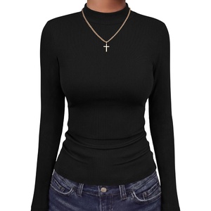 image:imageANRABESS Women Mock Neck Thermal Tops Fall Long Sleeve Shirts  Soft Fleece Slim Fitted Turtleneck Undershirt  Cozy Casual Basic Layer PieceWork Office Fall Outfits Winter ClothesBlack