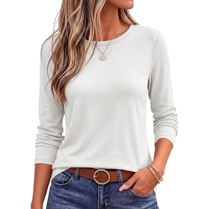 image:imageANRABESS Womens Long Sleeve Shirts Crew Neck Thermal Top  Fall Basic TeeSoft Lightweight Fleece UndershirtCasual Loose Fit UnderscrubWinter Layering ClothingTravel Work OutfitsWhite