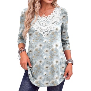 image:imageANRABESS Womens Long Sleeve Shirts Lace Fall Tunic Tops  Scalloped V Neck Floral Print Blouses Soft Regular Fit Business Office Travel Outfits Dressy Casual 2026 Winter ClothesBlue Floral