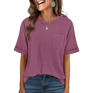 image:imageANRABESS Womens Tops Short Sleeve Oversized T Shirts  Basic Tee with Chest PocketSummer Loose Fitting TshirtsBusiness Casual Work OutfitsTravel Daily WearALLSeasons ClothesPurple