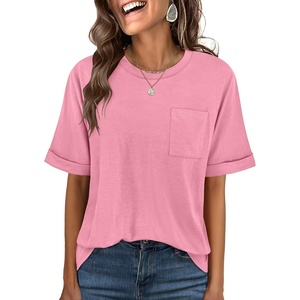 image:imageANRABESS Womens Tops Short Sleeve Oversized T Shirts  Basic Tee with Chest PocketSummer Loose Fitting TshirtsBusiness Casual Work OutfitsTravel Daily WearALLSeasons ClothesPink