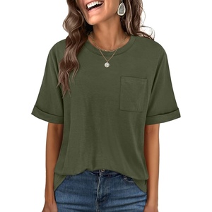 image:imageANRABESS Womens Tops Short Sleeve Oversized T Shirts  Basic Tee with Chest PocketSummer Loose Fitting TshirtsBusiness Casual Work OutfitsTravel Daily WearALLSeasons ClothesArmy Green