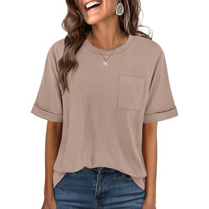 image:imageANRABESS Womens Tops Short Sleeve Oversized T Shirts  Basic Tee with Chest PocketSummer Loose Fitting TshirtsBusiness Casual Work OutfitsTravel Daily WearALLSeasons ClothesKhaki