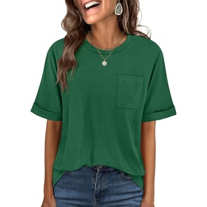 image:imageANRABESS Womens Tops Short Sleeve Oversized T Shirts  Basic Tee with Chest PocketSummer Loose Fitting TshirtsBusiness Casual Work OutfitsTravel Daily WearALLSeasons ClothesGreen