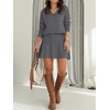 image:imageANRABESS Skirt Sets for Women Fall 2 piece Outfits  Long Sleeve V Neck Pullover Top Pleated Mini Skirt Comfy Matching Lounge Wear 2026 Casual Travel Trendy Winter Sweater SetDark Grey