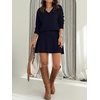 image:imageANRABESS Skirt Sets for Women Fall 2 piece Outfits  Long Sleeve V Neck Pullover Top Pleated Mini Skirt Comfy Matching Lounge Wear 2026 Casual Travel Trendy Winter Sweater SetNavy Blue