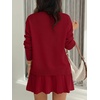 image:imageANRABESS Skirt Sets for Women Fall 2 piece Outfits  Long Sleeve V Neck Pullover Top Pleated Mini Skirt Comfy Matching Lounge Wear 2026 Casual Travel Trendy Winter Sweater SetRed