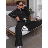 image:imageANRABESS Sweatsuits for Women 2 Piece Outfit 2026 Fall Matching Lounge Sets  Striped Quarter Zip Fleece Pullover Sweat Set Wide Leg Sweatpants amp Pockets Trendy Fashion Track Suits Cozy Winter ClothesBlack