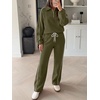 image:imageANRABESS Sweatsuits for Women 2 Piece Outfit 2026 Fall Matching Lounge Sets  Striped Quarter Zip Fleece Pullover Sweat Set Wide Leg Sweatpants amp Pockets Trendy Fashion Track Suits Cozy Winter ClothesArmy Green