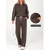 image:imageANRABESS Sweatsuits for Women 2 Piece Outfit 2026 Fall Matching Lounge Sets  Striped Quarter Zip Fleece Pullover Sweat Set Wide Leg Sweatpants amp Pockets Trendy Fashion Track Suits Cozy Winter ClothesBrown