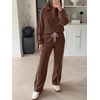 image:imageANRABESS Sweatsuits for Women 2 Piece Outfit 2026 Fall Matching Lounge Sets  Striped Quarter Zip Fleece Pullover Sweat Set Wide Leg Sweatpants amp Pockets Trendy Fashion Track Suits Cozy Winter ClothesCoffee