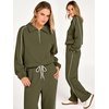 image:imageANRABESS Sweatsuits for Women 2 Piece Outfit 2026 Fall Matching Lounge Sets  Striped Quarter Zip Fleece Pullover Sweat Set Wide Leg Sweatpants amp Pockets Trendy Fashion Track Suits Cozy Winter ClothesArmy Green