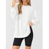 image:imageANRABESS Women Long Sleeve Shirts Oversized Tunic Tops for Leggings  Comfy Soft Ribbed Knit Crewnck Side Split T Shirts Loose Fit Cute Casual Tee Shirts Fall Daily amp Travel Ouifits 2026White