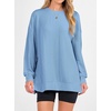 image:imageANRABESS Women Long Sleeve Shirts Oversized Tunic Tops for Leggings  Comfy Soft Ribbed Knit Crewnck Side Split T Shirts Loose Fit Cute Casual Tee Shirts Fall Daily amp Travel Ouifits 2026Light Blue