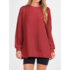 image:imageANRABESS Women Long Sleeve Shirts Oversized Tunic Tops for Leggings  Comfy Soft Ribbed Knit Crewnck Side Split T Shirts Loose Fit Cute Casual Tee Shirts Fall Daily amp Travel Ouifits 2026Red