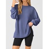 image:imageANRABESS Women Long Sleeve Shirts Oversized Tunic Tops for Leggings  Comfy Soft Ribbed Knit Crewnck Side Split T Shirts Loose Fit Cute Casual Tee Shirts Fall Daily amp Travel Ouifits 2026Blue