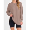 image:imageANRABESS Women Long Sleeve Shirts Oversized Tunic Tops for Leggings  Comfy Soft Ribbed Knit Crewnck Side Split T Shirts Loose Fit Cute Casual Tee Shirts Fall Daily amp Travel Ouifits 2026Khaki
