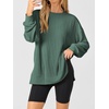 image:imageANRABESS Women Long Sleeve Shirts Oversized Tunic Tops for Leggings  Comfy Soft Ribbed Knit Crewnck Side Split T Shirts Loose Fit Cute Casual Tee Shirts Fall Daily amp Travel Ouifits 2026Green