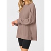 image:imageANRABESS Women Long Sleeve Shirts Oversized Tunic Tops for Leggings  Comfy Soft Ribbed Knit Crewnck Side Split T Shirts Loose Fit Cute Casual Tee Shirts Fall Daily amp Travel Ouifits 2026Khaki
