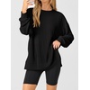 image:imageANRABESS Women Long Sleeve Shirts Oversized Tunic Tops for Leggings  Comfy Soft Ribbed Knit Crewnck Side Split T Shirts Loose Fit Cute Casual Tee Shirts Fall Daily amp Travel Ouifits 2026Black