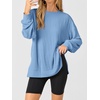 image:imageANRABESS Women Long Sleeve Shirts Oversized Tunic Tops for Leggings  Comfy Soft Ribbed Knit Crewnck Side Split T Shirts Loose Fit Cute Casual Tee Shirts Fall Daily amp Travel Ouifits 2026Light Blue