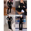 image:imageANRABESS Womens 2 Piece Outfits 2026 Fall Lounge Matching Set  Comfy Casual Cute Workout Set SideRuched Top amp HighWaist Flared Pants Loungewear Fashion Clothing for Airport TravelBlack