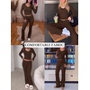 image:imageANRABESS Womens 2 Piece Outfits 2026 Fall Lounge Matching Set  Comfy Casual Cute Workout Set SideRuched Top amp HighWaist Flared Pants Loungewear Fashion Clothing for Airport TravelDark Brown