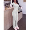 image:imageANRABESS Womens 2 Piece Outfits 2026 Fall Lounge Matching Set  Comfy Casual Cute Workout Set SideRuched Top amp HighWaist Flared Pants Loungewear Fashion Clothing for Airport TravelLight Grey
